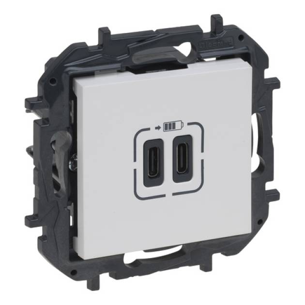 Niloé Step 2xUSB-C töltőaljzat 5V 3A 15W, fehér 