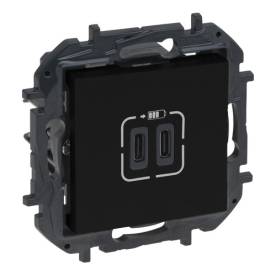 Niloé Step 2xUSB-C töltőaljzat 5V 3A 15W, fekete