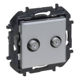 Niloé Step kettős TV aljzat, "F" típus, végzáró (1,5 dB), alumínium