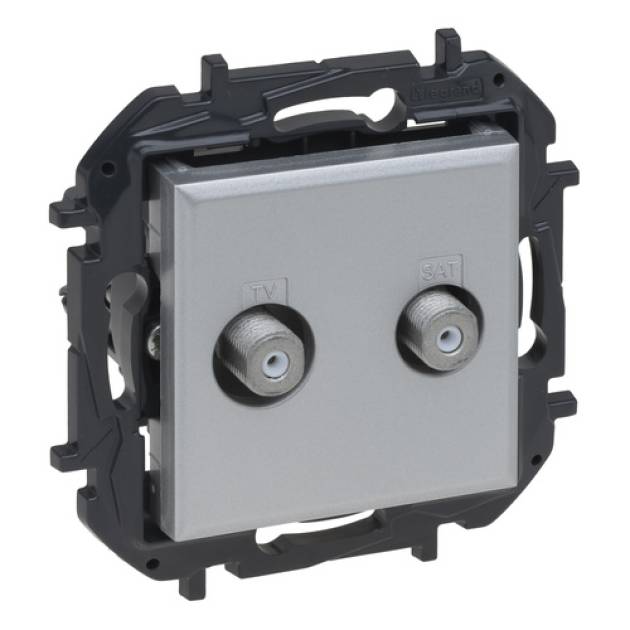 Niloé Step kettős TV aljzat, "F" típus, végzáró (1,5 dB), alumínium 