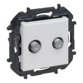 Niloé Step kettős TV aljzat, "F" típus, végzáró (1,5 dB), fehér