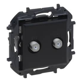 Niloé Step kettős TV aljzat, "F" típus, végzáró (1,5 dB), fekete