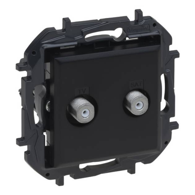 Niloé Step kettős TV aljzat, "F" típus, végzáró (1,5 dB), fekete 