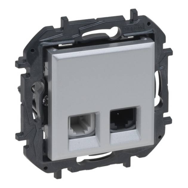 Niloé Step RJ45 Cat.6 UTP + 1xRJ11 aljzat, alumínium 