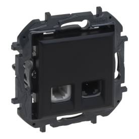 Niloé Step RJ45 Cat.6 UTP + 1xRJ11 aljzat, fekete