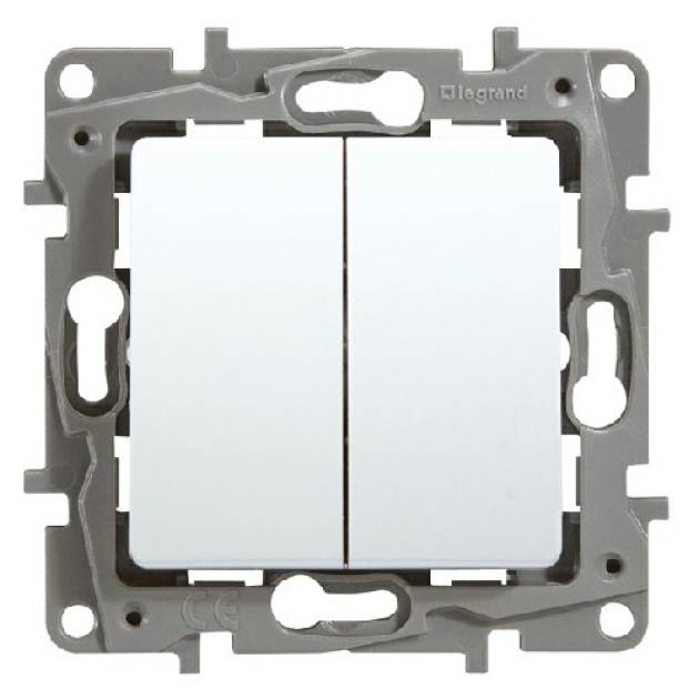 Niloé váltókapcsoló 10 AX + nyomó 6 A - 250 V±, fehér 