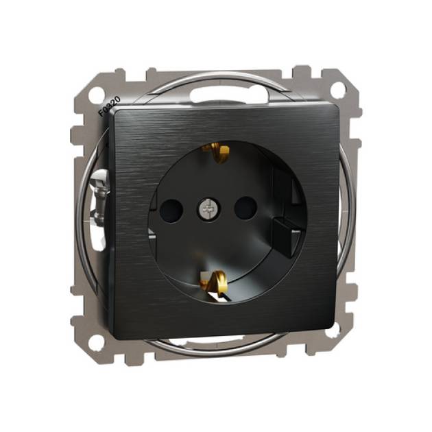 SEDNA 2P+F csatlakozóaljzat biztonsági zsaluval, rugós bekötés, 16A, szálcsiszol 