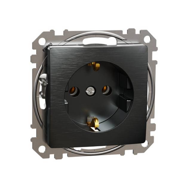 SEDNA 2P+F csatlakozóaljzat, rugós bekötés, 16A, szálcsiszolt titánium 