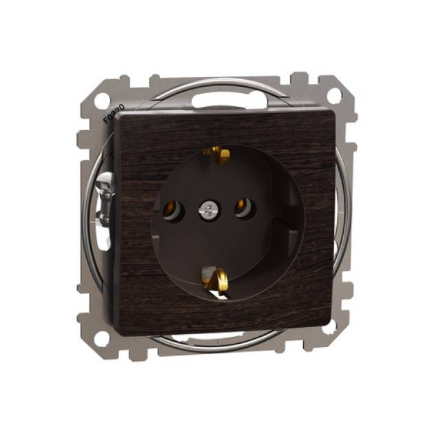 SEDNA 2P+F csatlakozóaljzat, rugós bekötés, 16A, wenge 