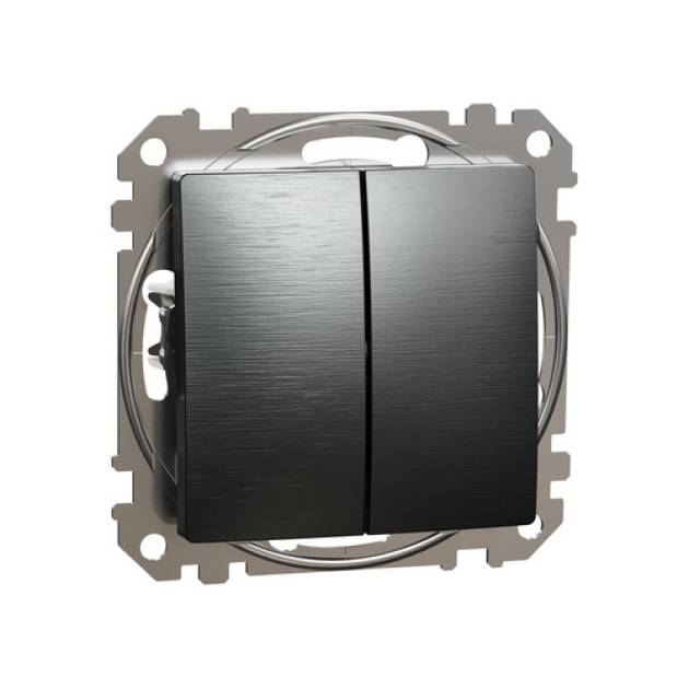 SEDNA Kettős váltókapcsoló, rugós bekötés, 10AX, (106+6), szálcsiszolt titánium 