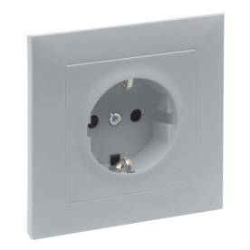 Suno 2P+F csatlakozóaljzat kerettel (rugós), biztonsági zsaluval, komplett, alum