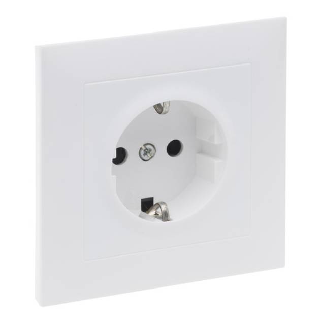 Suno 2P+F csatlakozóaljzat kerettel (rugós), biztonsági zsaluval, komplett, fehé 