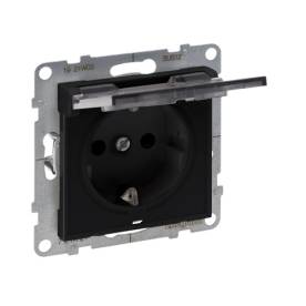 Suno 2P+F csatlakozóaljzat (rugós), biztonsági zsaluval, csapófedéllel IP21, fek