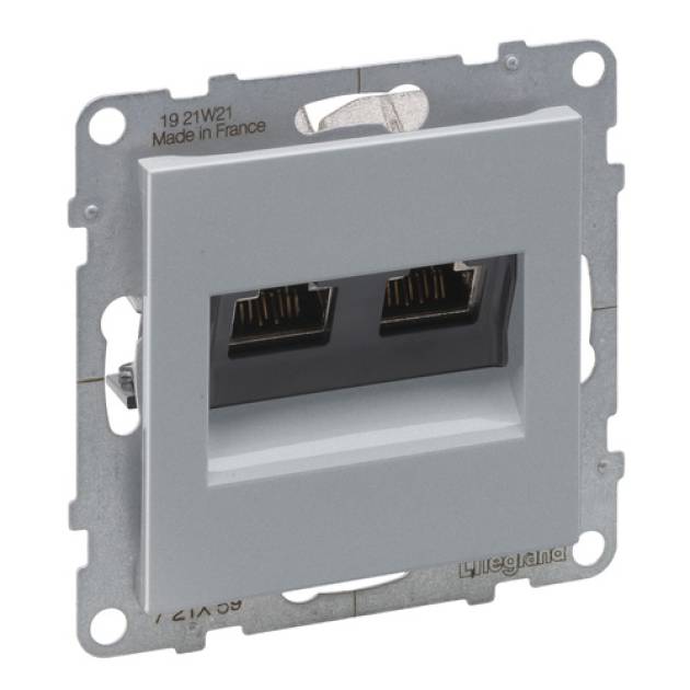 Suno 2xRJ45 Cat.6A STP aljzat, alumínium 