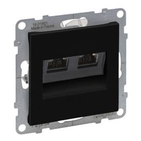 Suno 2xRJ45 Cat.6A STP aljzat, fekete