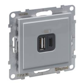 Suno 2xUSB-A+C töltőaljzat, 3 A - 15 W,  alumínium