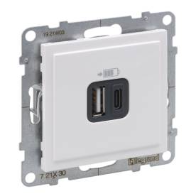 Suno 2xUSB-A+C töltőaljzat, 3 A - 15 W,  fehér