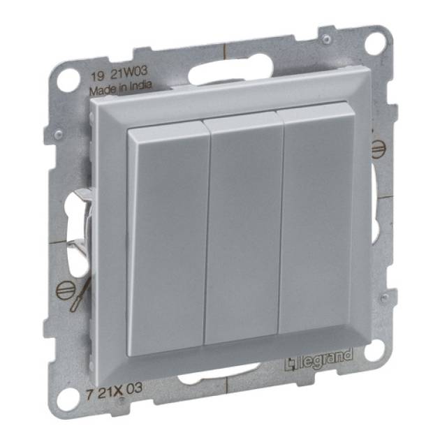 Suno hármas egypólusú kapcsoló 10AX, alumínium 