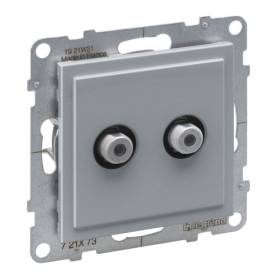 Suno kettős TV aljzat, "F" típus, végzáró, alumínium