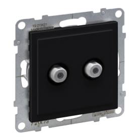 Suno kettős TV aljzat, "F" típus, végzáró, fekete