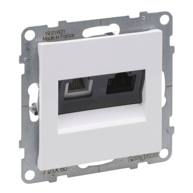 Suno RJ 11 + RJ 45 Cat.6 UTP aljzat, fehér 