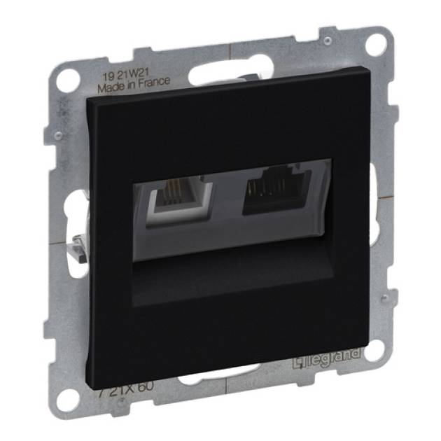 Suno RJ 11 + RJ 45 Cat.6 UTP aljzat, fekete 