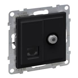 Suno TV "F" típus + RJ45 Cat.6 UTP aljzat, fekete