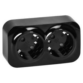 TODO IP20 falon kívüli 2x 2P+F csatlakozóaljzat, 16 A, fekete