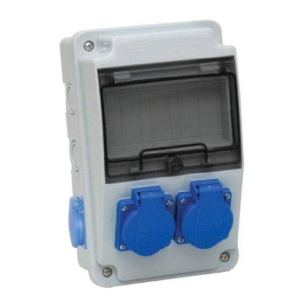 TP Electric IPARI DOBOZ SZERELT 130X220 2X(2P+F) ELŐLAPON + 2X(2P+F) OLDALSÓ 