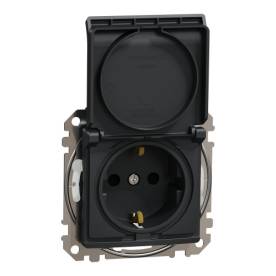 ÚJ SEDNA 2P+F csatlakozóaljzat biztonsági zsaluval, csapófedeles, csavaros beköt