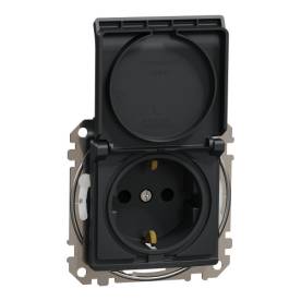 ÚJ SEDNA 2P+F csatlakozóaljzat biztonsági zsaluval, csapófedeles, rugós bekötés,