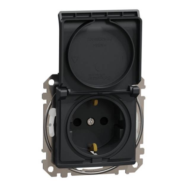 ÚJ SEDNA 2P+F csatlakozóaljzat biztonsági zsaluval, csapófedeles, rugós bekötés, 