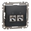 ÚJ SEDNA 2xRJ45 Cat6 STP aljzat, antracit 