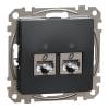 ÚJ SEDNA 2xRJ45 Cat6A STP aljzat, antracit 