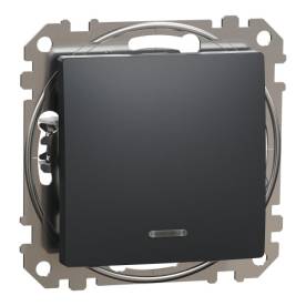 ÚJ SEDNA Egypólusú kapcsoló, kék jelzőfénnyel, 10AX, antracit
