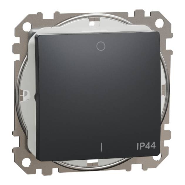 ÚJ SEDNA Kétpólusú kapcsoló, rugós bekötés, 10AX, IP44, antracit 