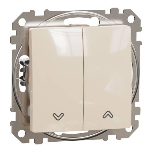 ÚJ SEDNA Redőnykapcsoló, rugós bekötés, 10AX, bézs 