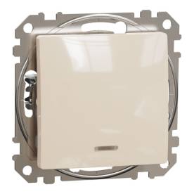 ÚJ SEDNA Váltóérintkezős nyomó, kék jelzőfénnyel, rugós bekötés, 10A, bézs