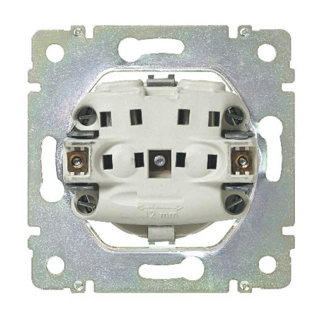 Valena 2P+F csatlakozóaljzat biztonsági zsaluval, rugós bekötéssel, elefántcsont 