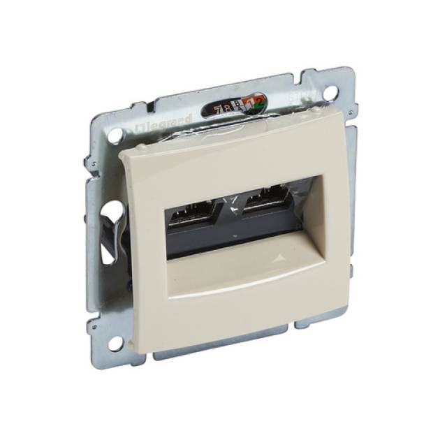 Valena 2xRJ45 informatikai csatlakozóaljzat Cat.6A STP, elefántcsont 