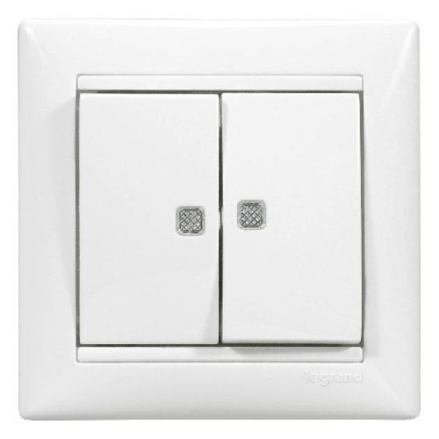 Valena csillárkapcsoló két ellenőrzőfénnyel, fehér 