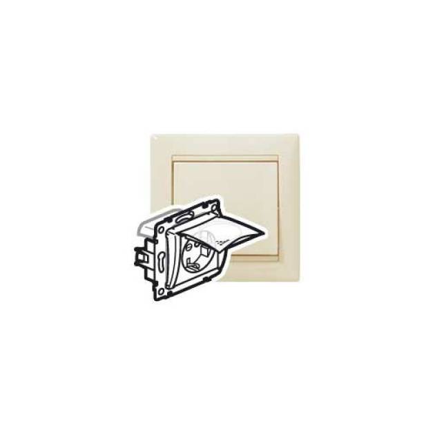 Valena IP44 2P+F csatlakozóaljzat csapófedéllel, elefántcsont 
