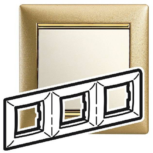 Valena keret hármas, vízszintes, matt arany 