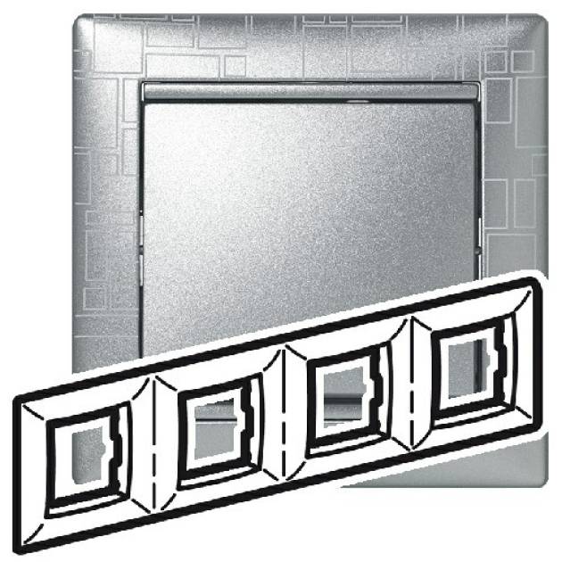 Valena keret négyes, alu négyzetmintás 