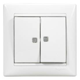 Valena kettős váltókapcsoló jelzőfénnyel, fehér