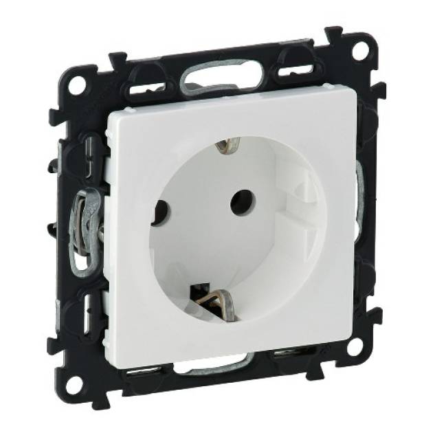 Valena Life 2P+F csatlakozóaljzat, rugós vezetékbekötéssel fehér 