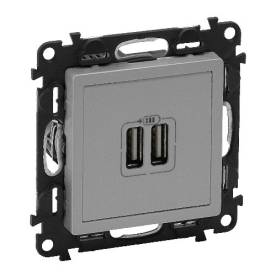 Valena Life kettős USB-A+A töltőaljzat, 5V - 3 A - 15 W, alumínium