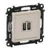 Valena Life kettős USB-A+A töltőaljzat, 5V - 3 A - 15 W, elefántcsont 
