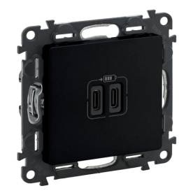 Valena Life kettős USB-C + USB-C csatlakozóaljzat 3A–15W, fekete