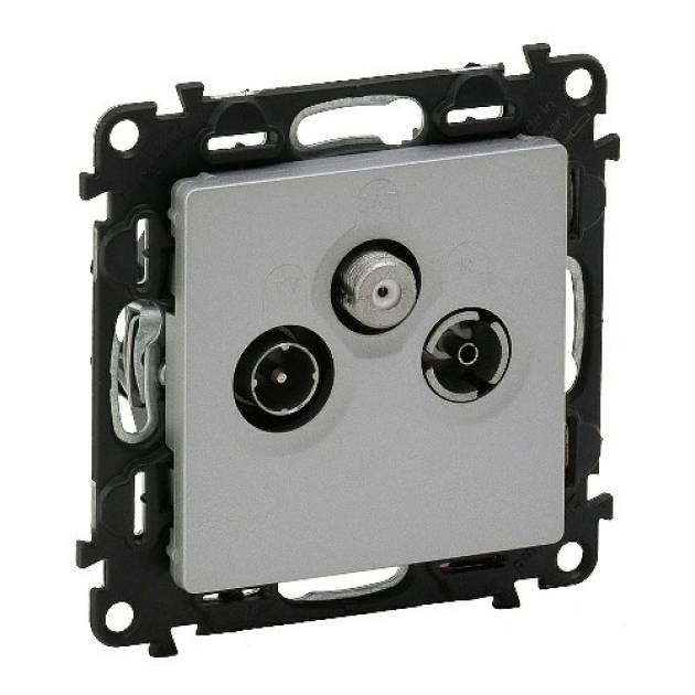 Valena Life TV-Rádió-SAT aljzat, átmenő, 14 dB alumínium 